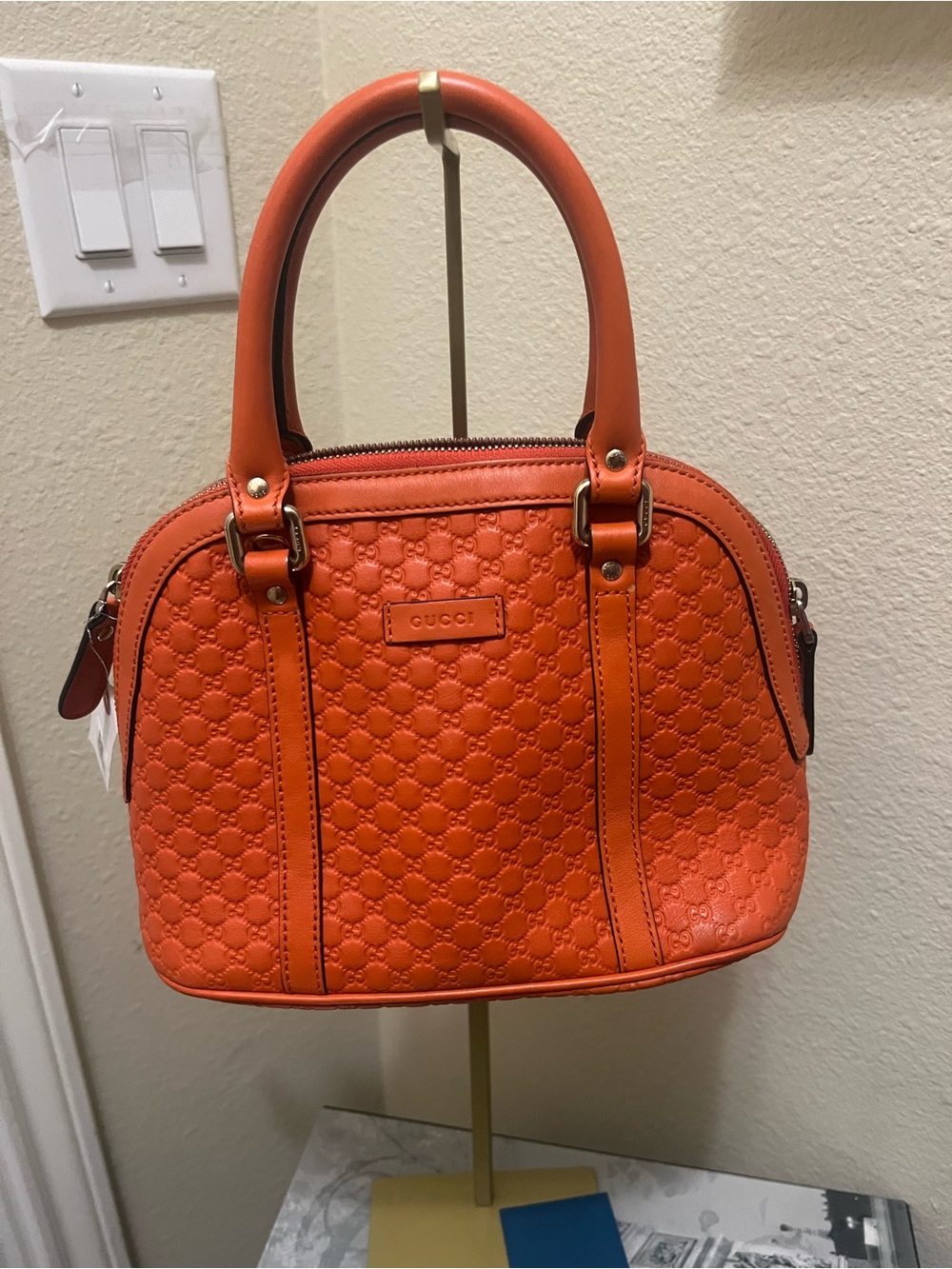 Gucci Orange Embossed Dome Satchel
